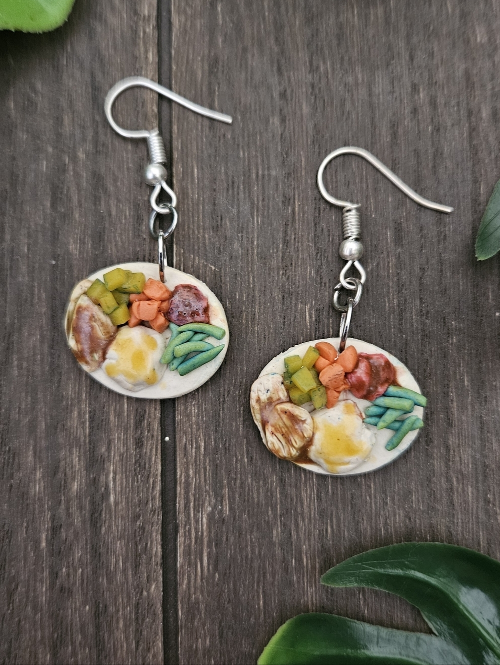 Handmade Thanksgiving Plate Clay Earrings, Realistic Polymer Clay, Foodie Gift